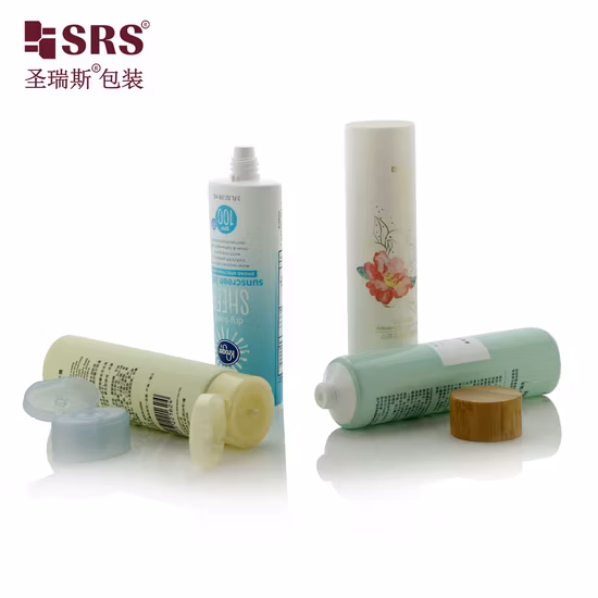 PE Plástico Bambu Vidro Creme cosmético para os olhos/Facial/Gel/Soro/Protetor solar/desodorante/Gloss/batom/ Rímel/brilho labial/bálsamo labial Tubo macio cosmético para cuidados com a pele